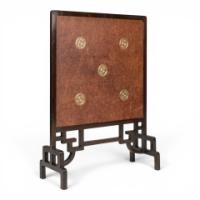 An Anglo-Japanese Fire Screen with Embossed Leather Designs by E. W. Godwin