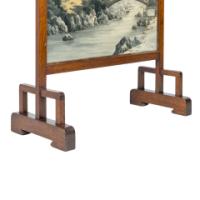E. W. Godwin. An Anglo-Japanese Mahogany Fire Screen with Original Silk Country Scene - Thumbnail 7