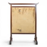 E. W. Godwin. An Anglo-Japanese Mahogany Fire Screen with Original Silk Country Scene - Thumbnail 10