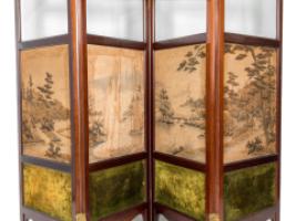 E. W. Godwin Attributed, an Anglo-Japanese Four-fold Screen with Japanese Silk Scenes - Thumbnail 6
