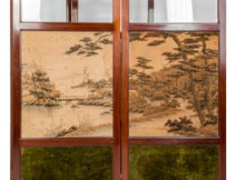 E. W. Godwin Attributed, an Anglo-Japanese Four-fold Screen with Japanese Silk Scenes - Thumbnail 8