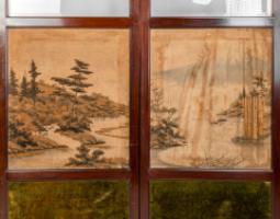 E. W. Godwin Attributed, an Anglo-Japanese Four-fold Screen with Japanese Silk Scenes - Thumbnail 11