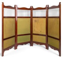 E. W. Godwin Attributed, an Anglo-Japanese Four-fold Screen with Japanese Silk Scenes - Thumbnail 18