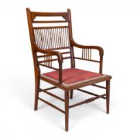 E. W. Godwin for William Watt, Anglo-Japanese Walnut Armchair with Spindle Back