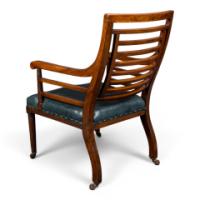 E. W. Godwin Attributed, Aesthetic Movement Walnut Armchair with Green Leather - Thumbnail 5