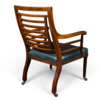 E. W. Godwin Attributed, Aesthetic Movement Walnut Armchair with Green Leather - Thumbnail 7