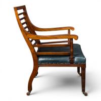 E. W. Godwin Attributed, Aesthetic Movement Walnut Armchair with Green Leather - Thumbnail 8