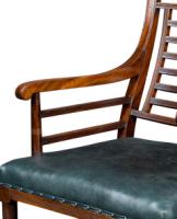 E. W. Godwin Attributed, Aesthetic Movement Walnut Armchair with Green Leather - Thumbnail 10