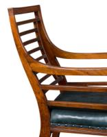 E. W. Godwin Attributed, Aesthetic Movement Walnut Armchair with Green Leather - Thumbnail 11