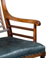 E. W. Godwin Attributed, Aesthetic Movement Walnut Armchair with Green Leather - Thumbnail 12