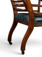 E. W. Godwin Attributed, Aesthetic Movement Walnut Armchair with Green Leather - Thumbnail 13