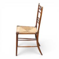 E. W. Godwin Style, Aesthetic Movement Oak Bedroom or Side Chair with Rush Seat - Thumbnail 4