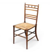 E. W. Godwin Style, Aesthetic Movement Oak Bedroom or Side Chair with Rush Seat - Thumbnail 3