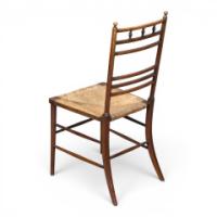 E. W. Godwin Style, Aesthetic Movement Oak Bedroom or Side Chair with Rush Seat - Thumbnail 5