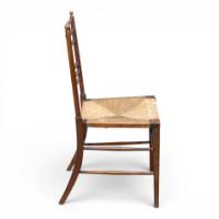 E. W. Godwin Style, Aesthetic Movement Oak Bedroom or Side Chair with Rush Seat - Thumbnail 8