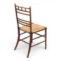 E. W. Godwin Style, Aesthetic Movement Oak Bedroom or Side Chair with Rush Seat - Thumbnail 7
