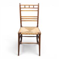 E. W. Godwin Style, Aesthetic Movement Oak Bedroom or Side Chair with Rush Seat - Thumbnail 2