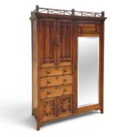 E. W. Godwin Attributed, Anglo-Japanese Walnut Double Wardrobe