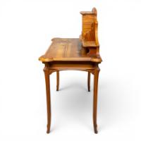 Emile Galle. Art Nouveau Walnut Writing Desk with Exceptional Inlaid Scenery - Thumbnail 5