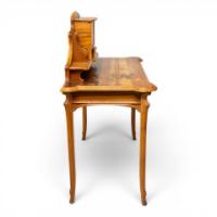 Emile Galle. Art Nouveau Walnut Writing Desk with Exceptional Inlaid Scenery - Thumbnail 4