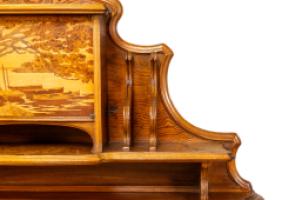 Emile Galle. Art Nouveau Walnut Writing Desk with Exceptional Inlaid Scenery - Thumbnail 8