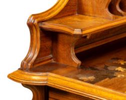 Emile Galle. Art Nouveau Walnut Writing Desk with Exceptional Inlaid Scenery - Thumbnail 29