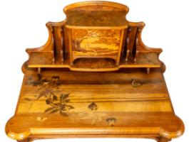 Emile Galle. Art Nouveau Walnut Writing Desk with Exceptional Inlaid Scenery - Thumbnail 17