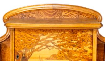 Emile Galle. Art Nouveau Walnut Writing Desk with Exceptional Inlaid Scenery - Thumbnail 16