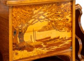Emile Galle. Art Nouveau Walnut Writing Desk with Exceptional Inlaid Scenery - Thumbnail 24