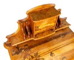 Emile Galle. Art Nouveau Walnut Writing Desk with Exceptional Inlaid Scenery - Thumbnail 23