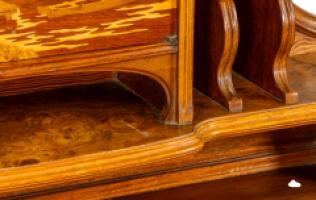 Emile Galle. Art Nouveau Walnut Writing Desk with Exceptional Inlaid Scenery - Thumbnail 25