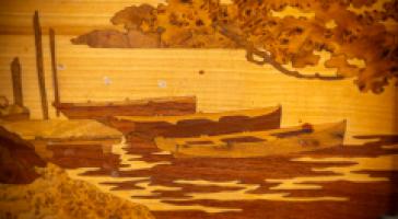 Emile Galle. Art Nouveau Walnut Writing Desk with Exceptional Inlaid Scenery - Thumbnail 39