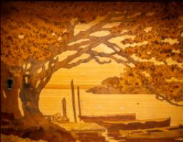 Emile Galle. Art Nouveau Walnut Writing Desk with Exceptional Inlaid Scenery - Thumbnail 40
