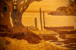 Emile Galle. Art Nouveau Walnut Writing Desk with Exceptional Inlaid Scenery - Thumbnail 15