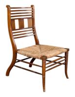 E. W. Godwin Attributed, Pair of Anglo-Japanese Walnut Low Side Nursing Chairs - Thumbnail 5