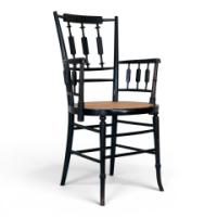 Rhoda and Agnes Garrett, Aesthetic Movement Cane Seated Ebonised Armchair - Thumbnail 1