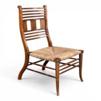 E. W. Godwin Attributed, Pair of Anglo-Japanese Walnut Low Side Nursing Chairs - Thumbnail 2