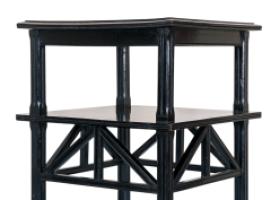 Daniel Cottier, Anglo-Japanese Ebonised Two Tier Side Table with Thebes Style - Thumbnail 2