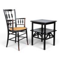 Daniel Cottier, Anglo-Japanese Ebonised Two Tier Side Table with Thebes Style - Thumbnail 10