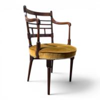 E. W. Godwin for William Watt, Anglo-Japanese Jacobean Armchair, Velvet Seat - Thumbnail 1