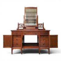 E. W. Godwin Attributed, Aesthetic Movement Walnut Dressing Table with Mirror - Thumbnail 2
