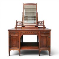 E. W. Godwin Attributed, Aesthetic Movement Walnut Dressing Table with Mirror - Thumbnail 1