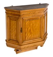Collinson & Lock. An Aesthetic Movement Satin Walnut Breakfront Wall Cupboard
