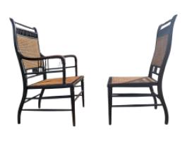 E. W. Godwin for William Watt. Aesthetic Movement Tall Back Ebonised Armchair - Thumbnail 18