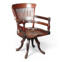 E. W. Godwin for James Peddle. A mahogany swivel office elbow chair - Thumbnail 1
