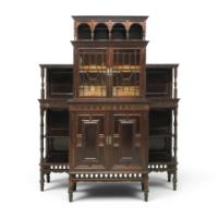 E. W. Godwin made by Collinson & Lock. An Aesthetic Movement Rosewood Cabinet. - Thumbnail 1