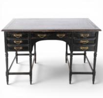 E. W. Godwin for Collinson & Lock. Aesthetic Movement Ebonised walnut desk - Thumbnail 2
