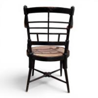 E. W. Godwin for William Watt. Rare pair of Old English or Jacobean ebonised curved back elbow chairs - Thumbnail 7